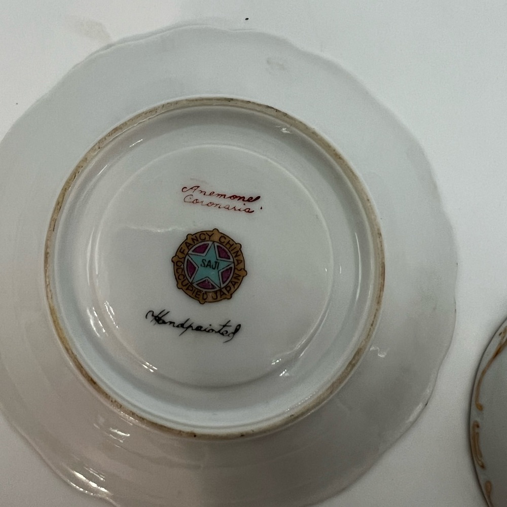 VTG SAJI Fancy China Anemone Coronaria Handpainted Tea Cup Saucer Occupied Japan - Picture 5 of 6